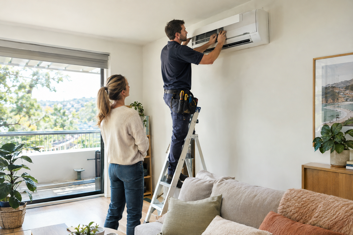 Air conditioning in an Australian home, illustrating: A guide to professional air conditioning installation
