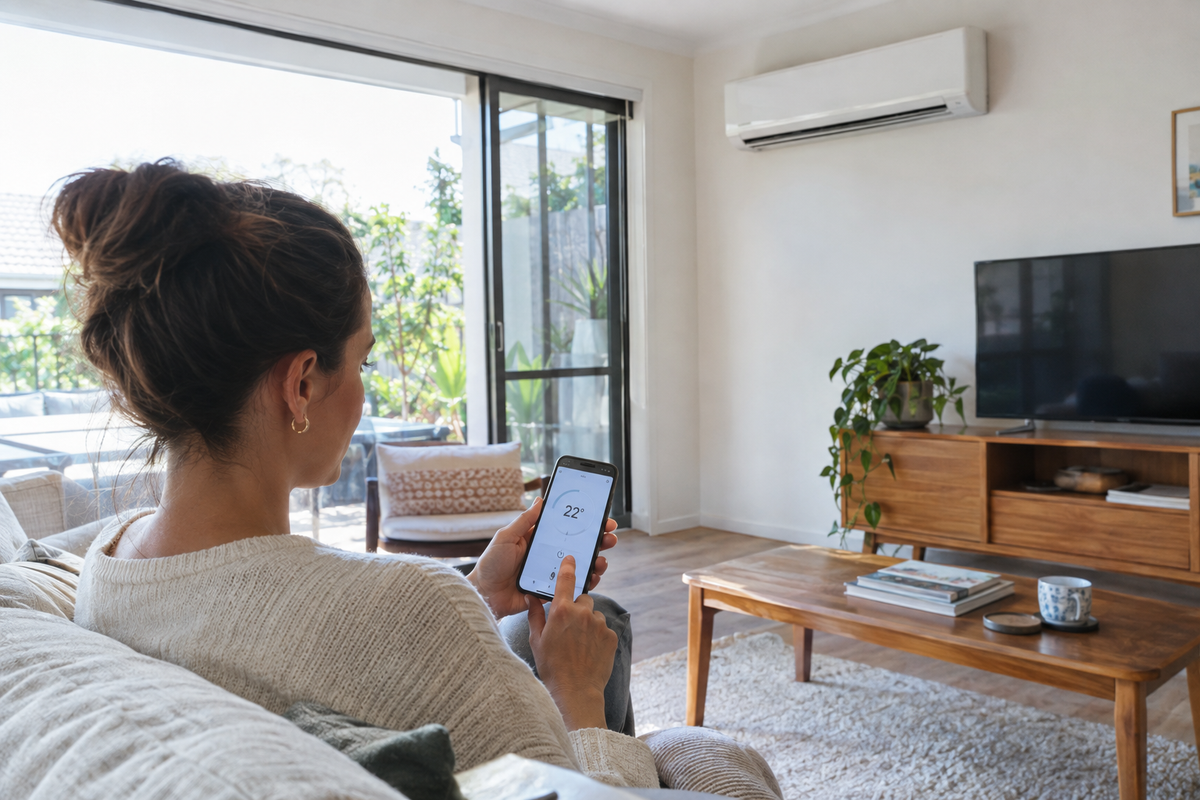Air conditioning zone controller in an Australian home, illustrating: How to choose and use wifi air conditioner control