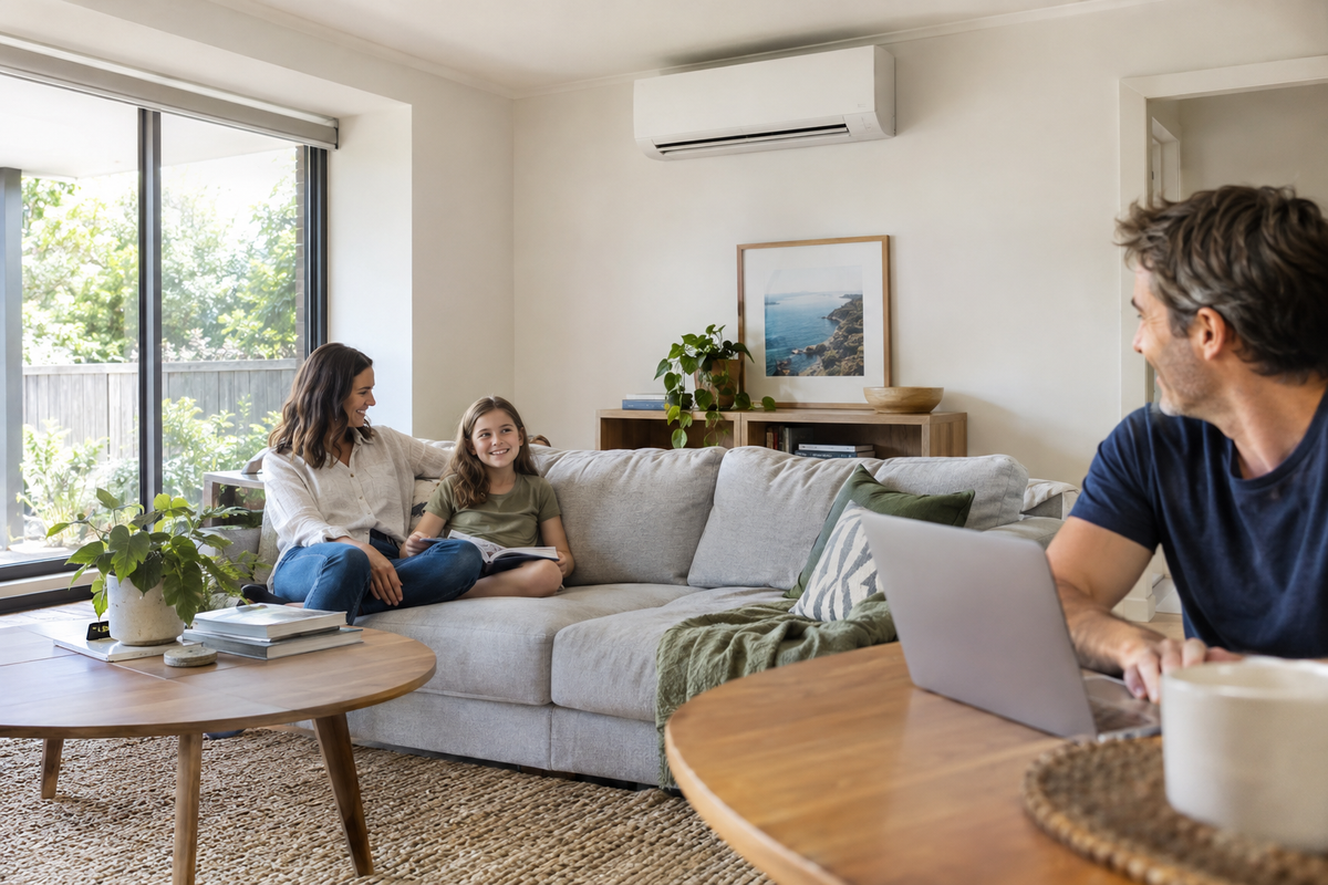 Ducted air conditioning in an Australian home, illustrating: What capacity air conditioner do I need?