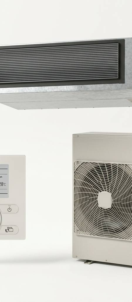 Daikin 12.5 kW three-phase ducted air conditioner indoor and outdoor units