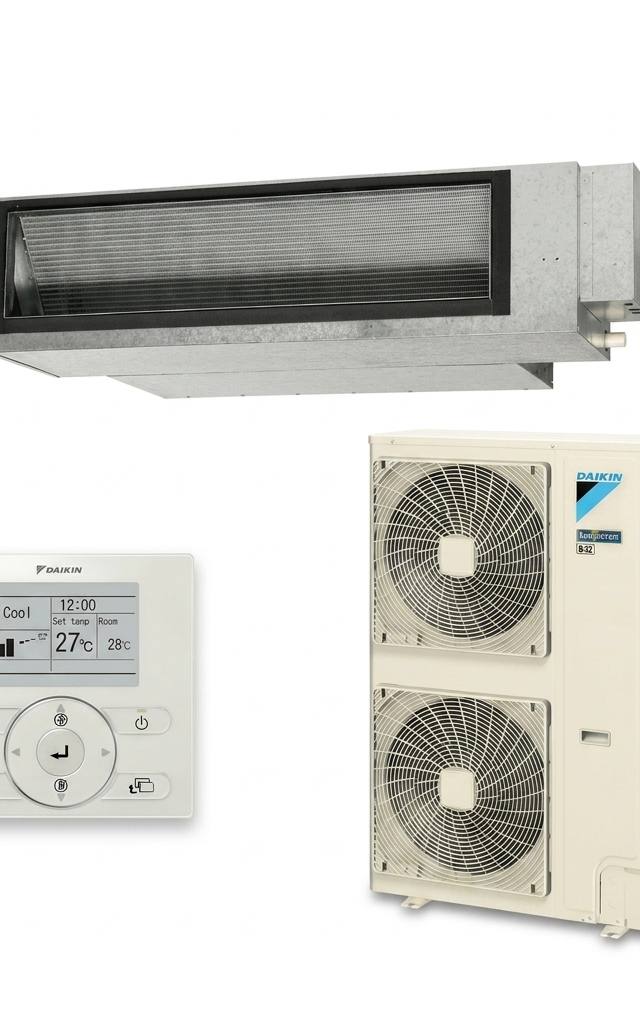 Daikin 14 kW three-phase ducted air conditioner indoor and outdoor units