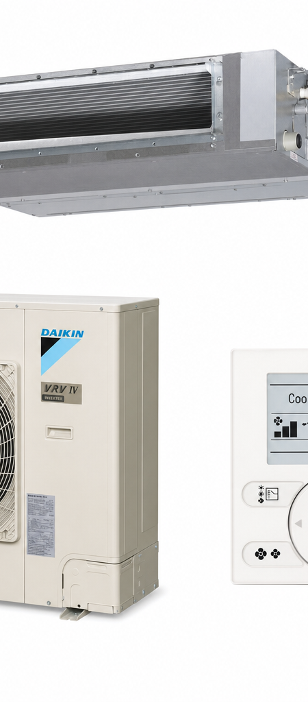 Daikin 14 kW three-phase ducted air conditioner indoor and outdoor units