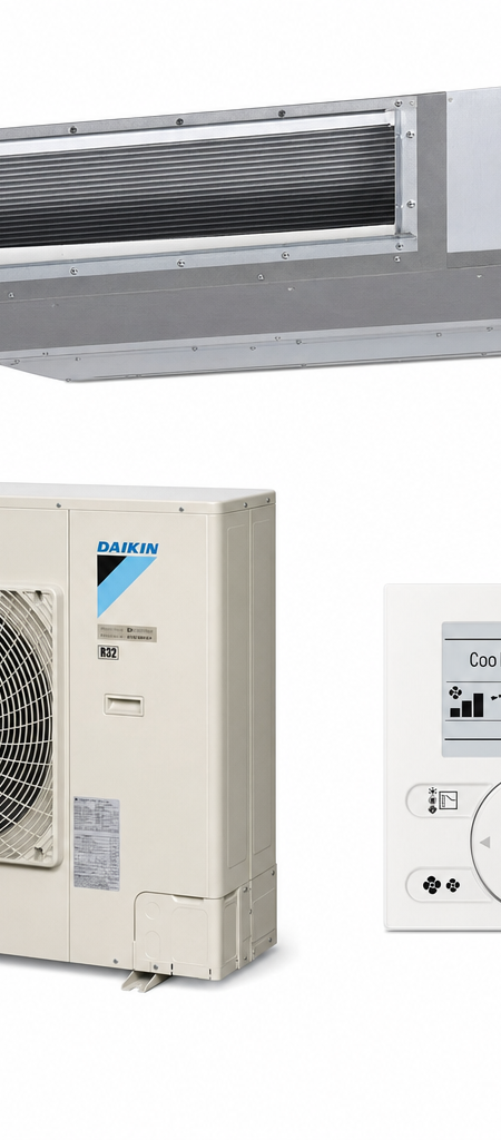 Daikin 14 kW ducted air conditioner indoor and outdoor units