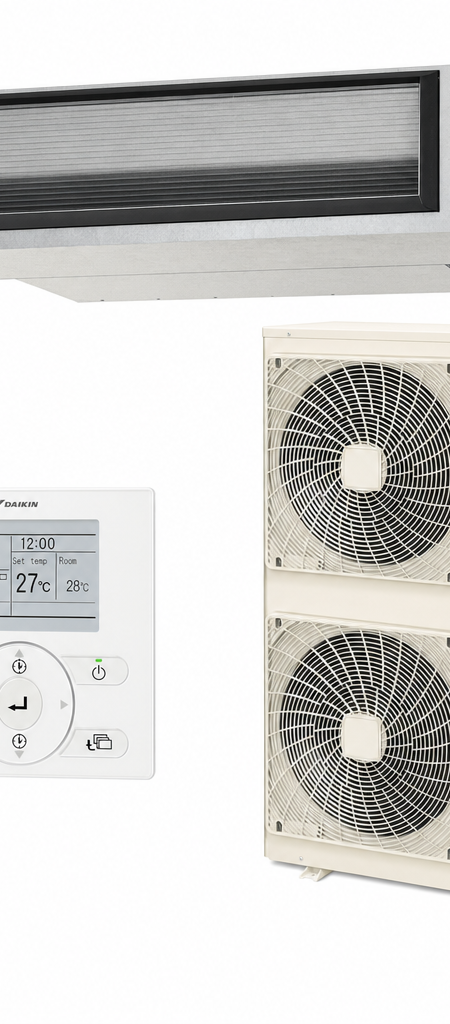 Daikin 16 kW three-phase ducted air conditioner indoor and outdoor units