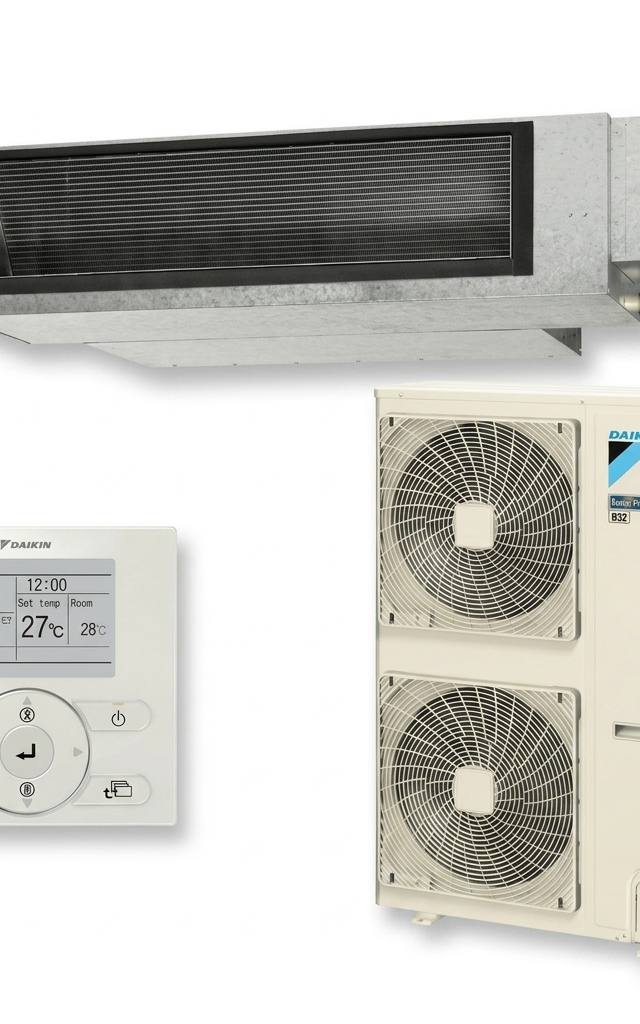 Daikin 18 kW three-phase ducted air conditioner indoor and outdoor units