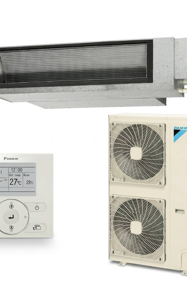 Daikin 20 kW three-phase ducted air conditioner indoor and outdoor units