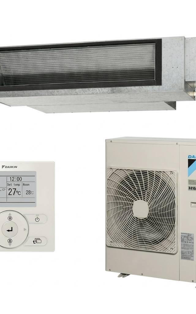 Daikin 7.1 kW three-phase ducted air conditioner indoor and outdoor units