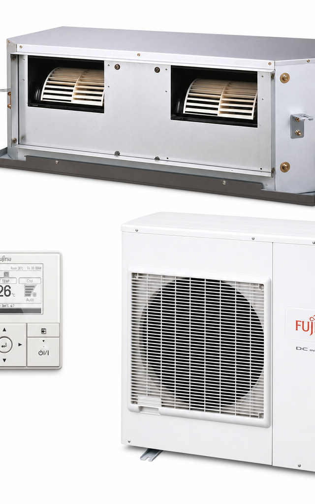 Fujitsu 10 kW ducted air conditioner indoor and outdoor units