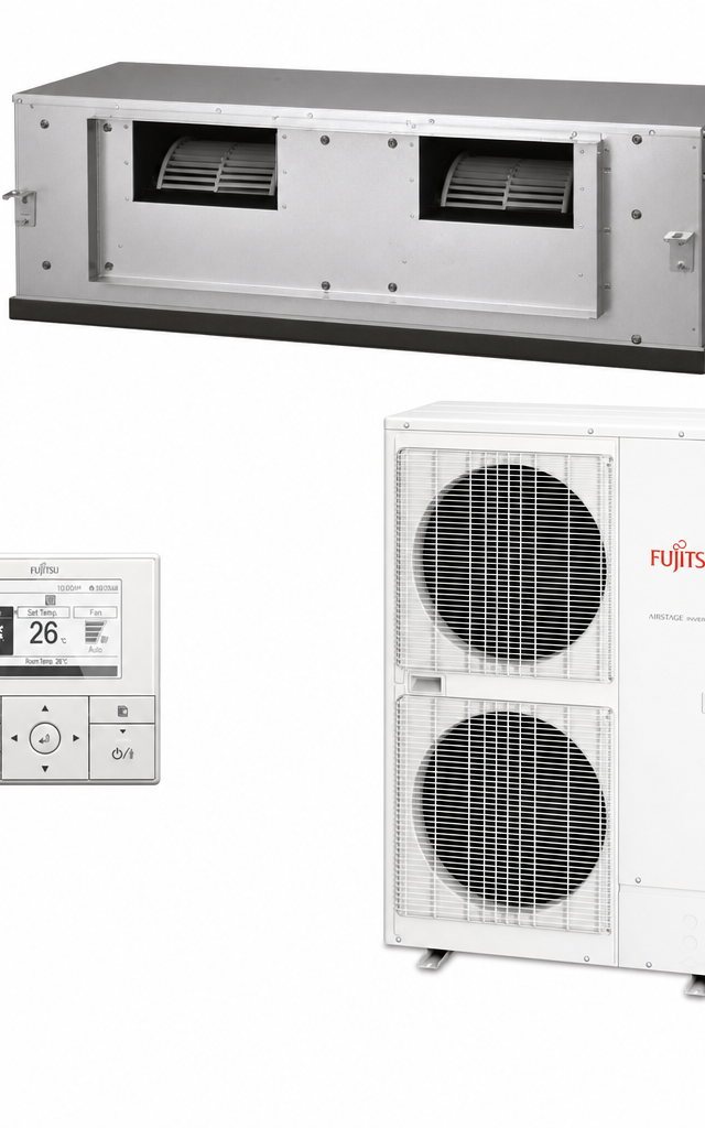 Fujitsu 12.5 kW ducted air conditioner indoor and outdoor units