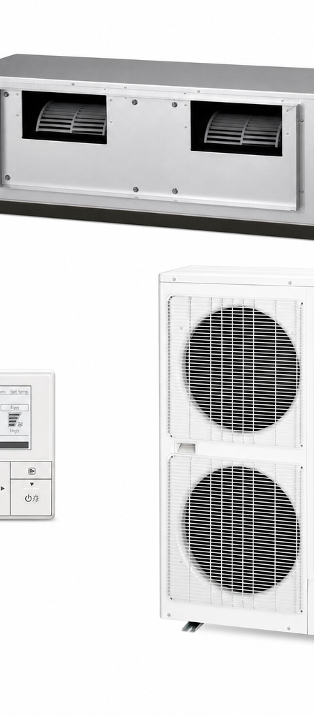 Fujitsu 18 kW three-phase ducted air conditioner indoor and outdoor units