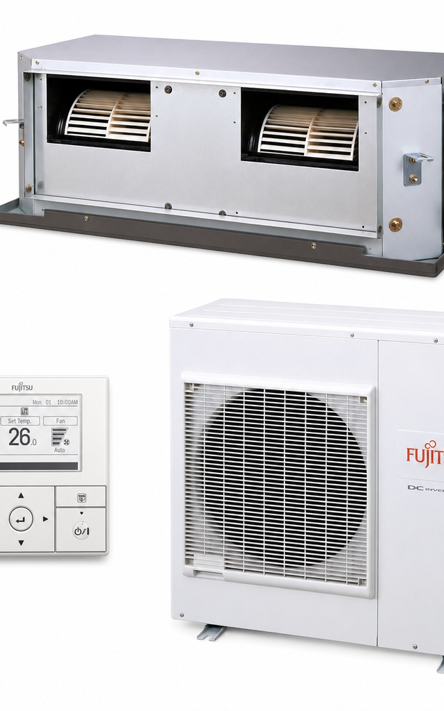 Fujitsu 8.5 kW ducted air conditioner indoor and outdoor units