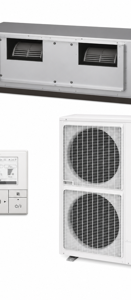 Fujitsu 9 kW ducted air conditioner indoor and outdoor units