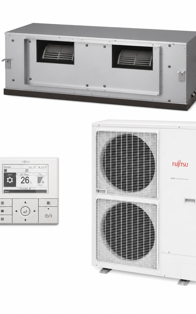 Fujitsu 9 kW ducted air conditioner indoor and outdoor units