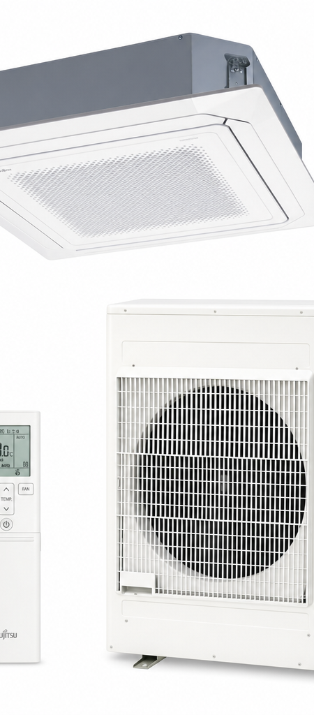 Fujitsu 12.5 kW three-phase split system air conditioner indoor and outdoor units