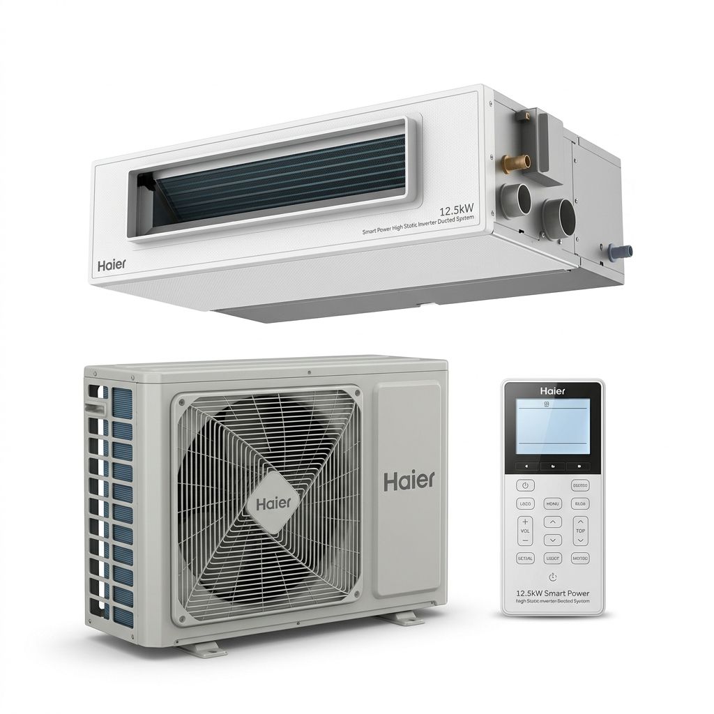 Haier 12.5 kW ducted air conditioner indoor and outdoor units