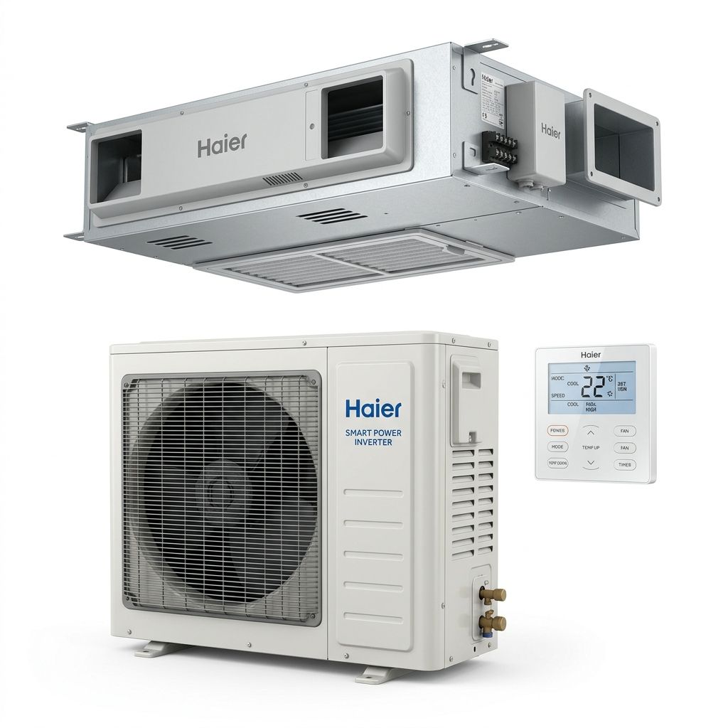 Haier 16 kW ducted air conditioner indoor and outdoor units