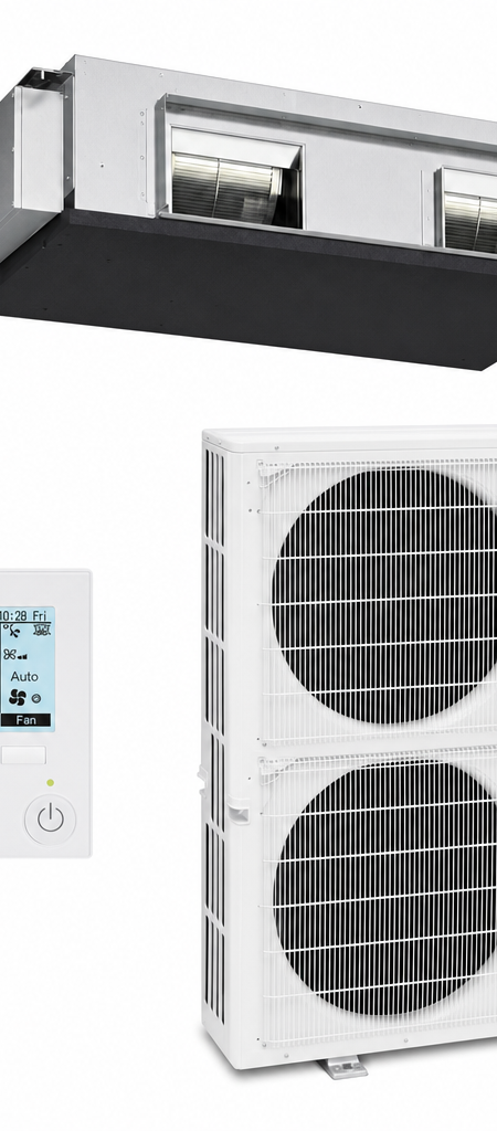 Mitsubishi Electric 10 kW ducted air conditioner indoor and outdoor units