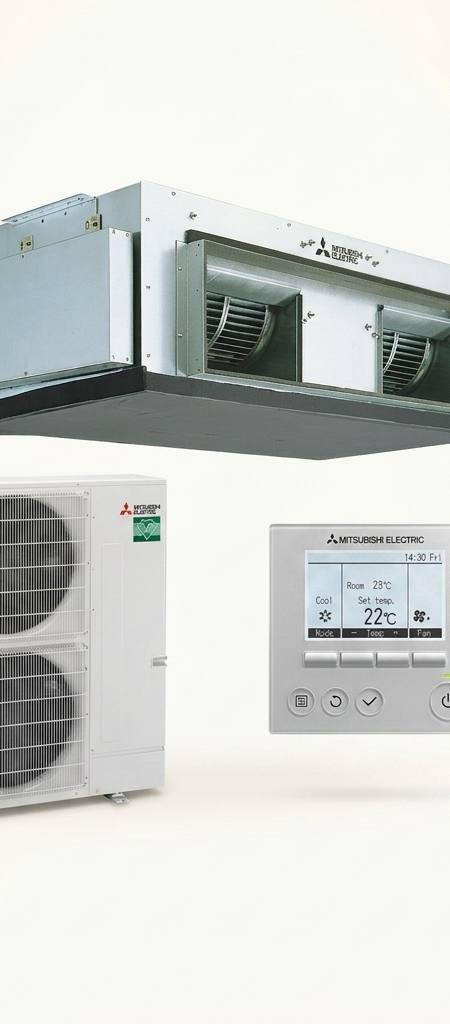 Mitsubishi Electric 10 kW ducted air conditioner indoor and outdoor units