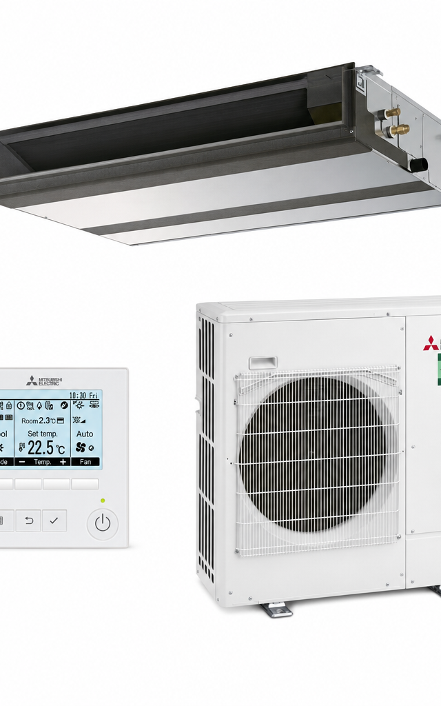 Mitsubishi Electric 10 kW ducted air conditioner indoor and outdoor units