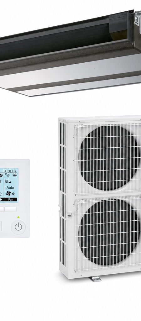 Mitsubishi Electric 10 kW three-phase ducted air conditioner indoor and outdoor units