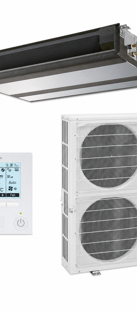 Mitsubishi Electric 10 kW ducted air conditioner indoor and outdoor units