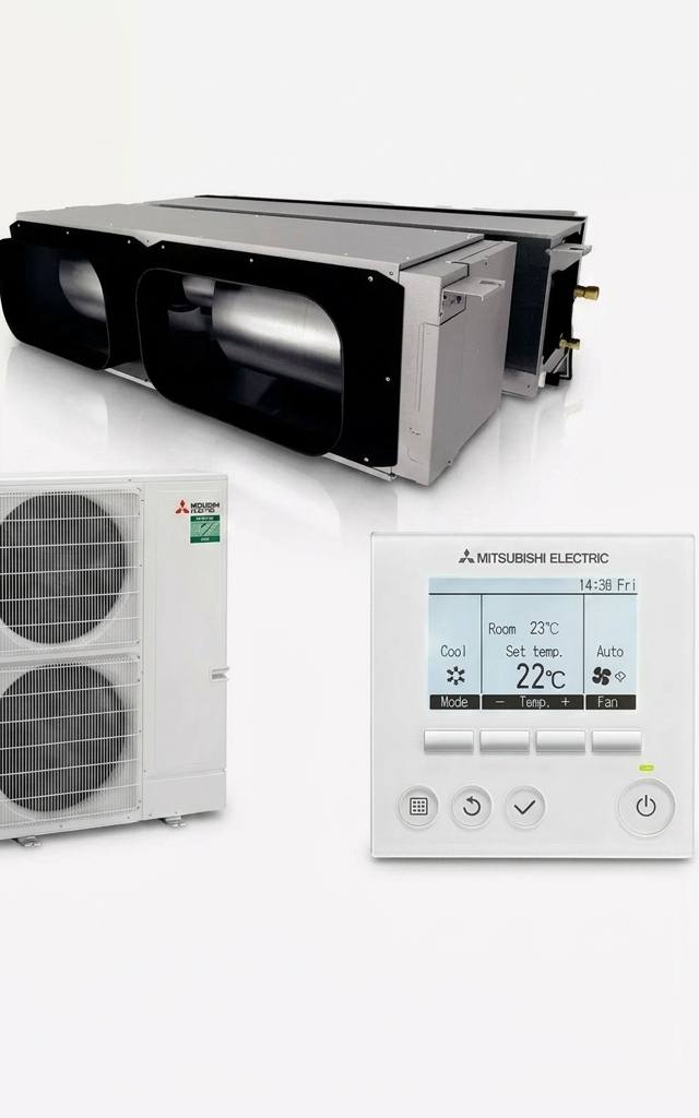 Mitsubishi Electric 12.5 kW ducted air conditioner indoor and outdoor units