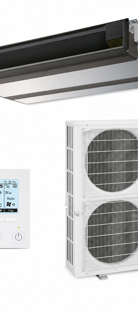 Mitsubishi Electric 12.5 kW ducted air conditioner indoor and outdoor units
