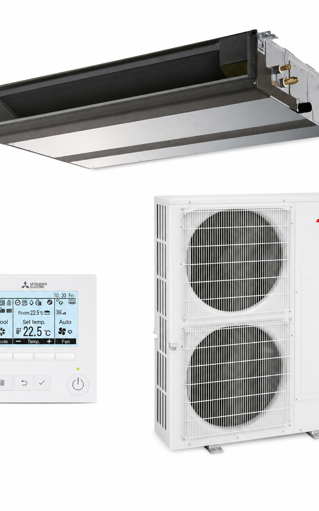 Mitsubishi Electric 12.5 kW ducted air conditioner indoor and outdoor units
