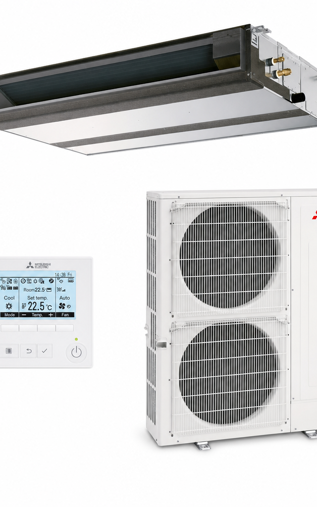 Mitsubishi Electric 12.5 kW ducted air conditioner indoor and outdoor units