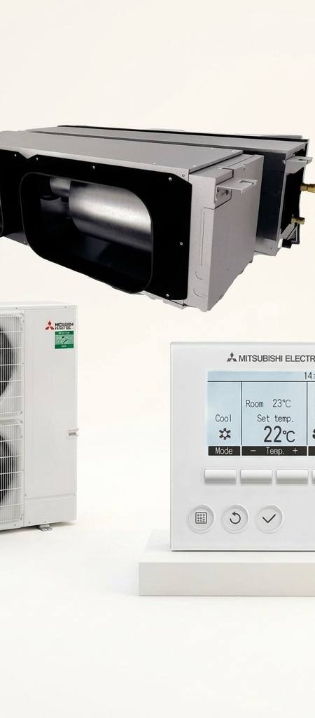 Mitsubishi Electric 14 kW ducted air conditioner indoor and outdoor units