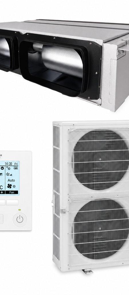 Mitsubishi Electric 14 kW ducted air conditioner indoor and outdoor units