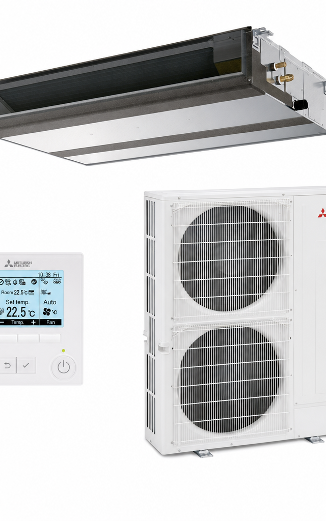 Mitsubishi Electric 14 kW ducted air conditioner indoor and outdoor units