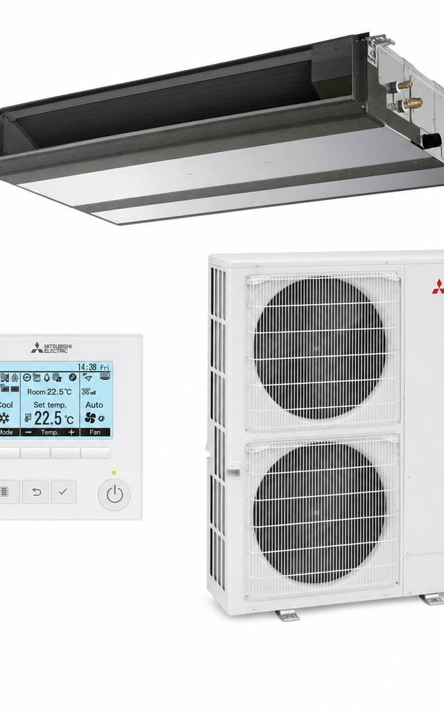 Mitsubishi Electric 14 kW ducted air conditioner indoor and outdoor units