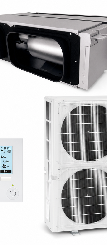Mitsubishi Electric 16 kW ducted air conditioner indoor and outdoor units