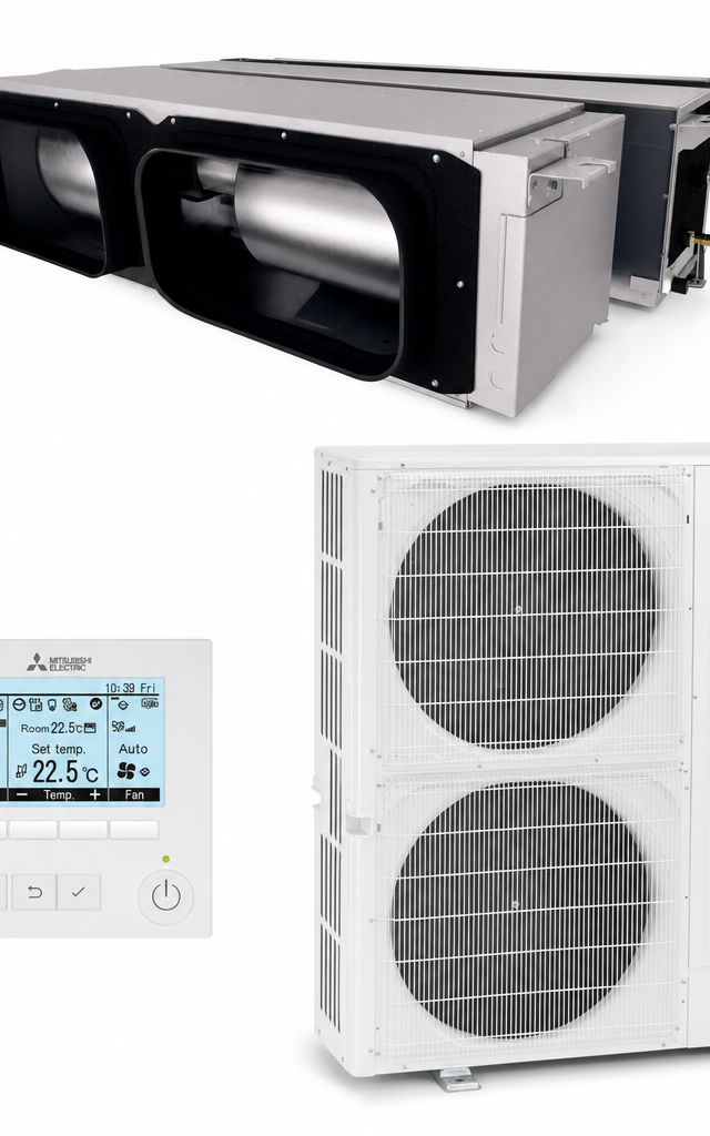 Mitsubishi Electric 16 kW ducted air conditioner indoor and outdoor units