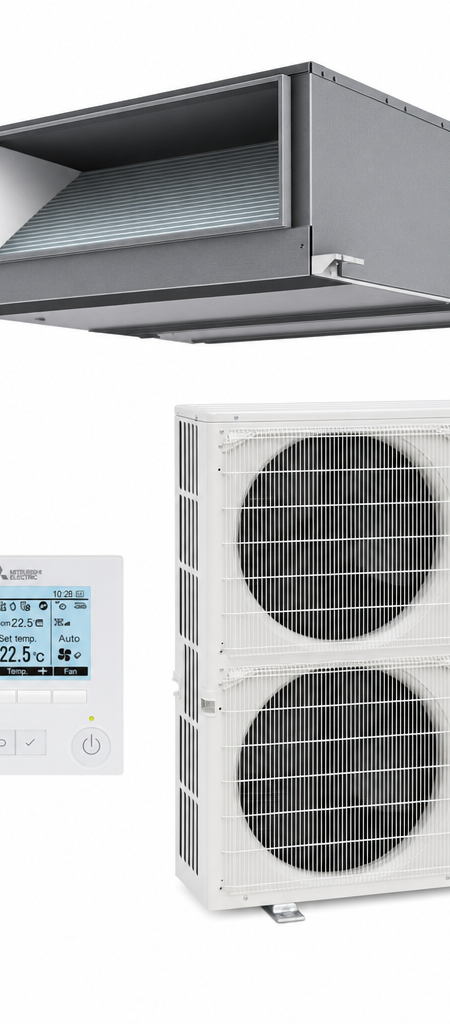 Mitsubishi Electric 18.0 kW three-phase ducted air conditioner indoor and outdoor units