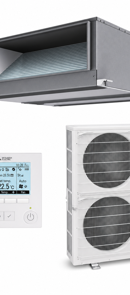 Mitsubishi Electric 18 kW ducted air conditioner indoor and outdoor units
