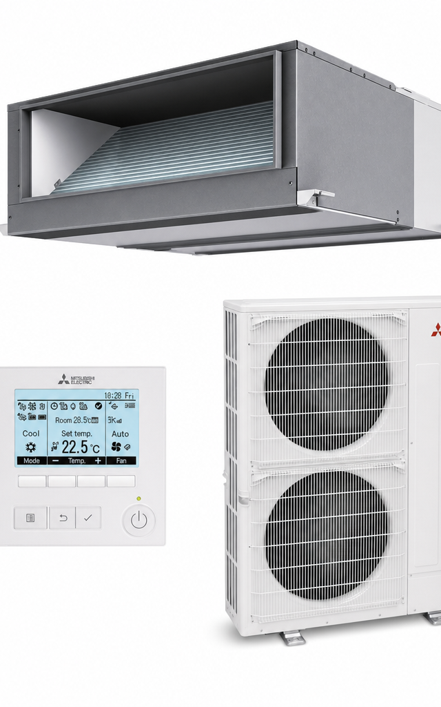 Mitsubishi Electric 18 kW ducted air conditioner indoor and outdoor units