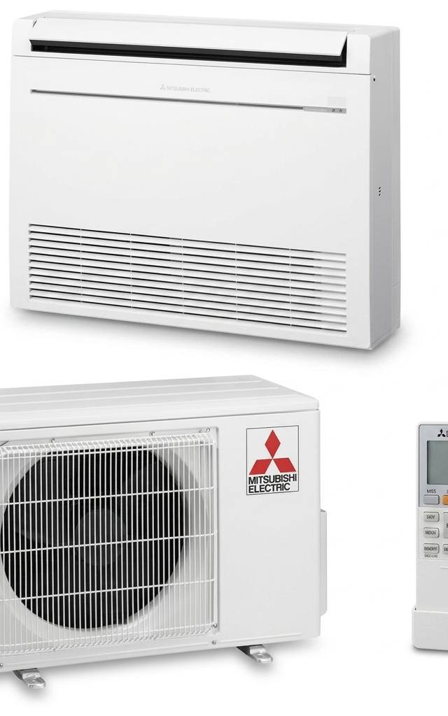 Mitsubishi Electric 2.5 kW split system air conditioner indoor and outdoor units