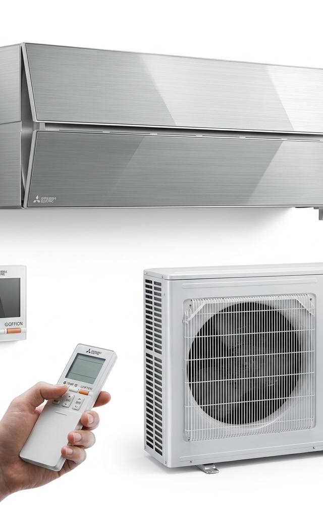 Mitsubishi Electric 2.5 kW split system air conditioner indoor and outdoor units