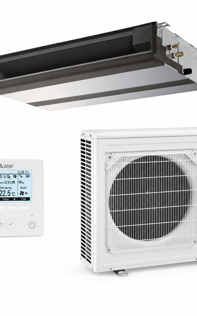 Mitsubishi Electric 5 kW ducted air conditioner indoor and outdoor units