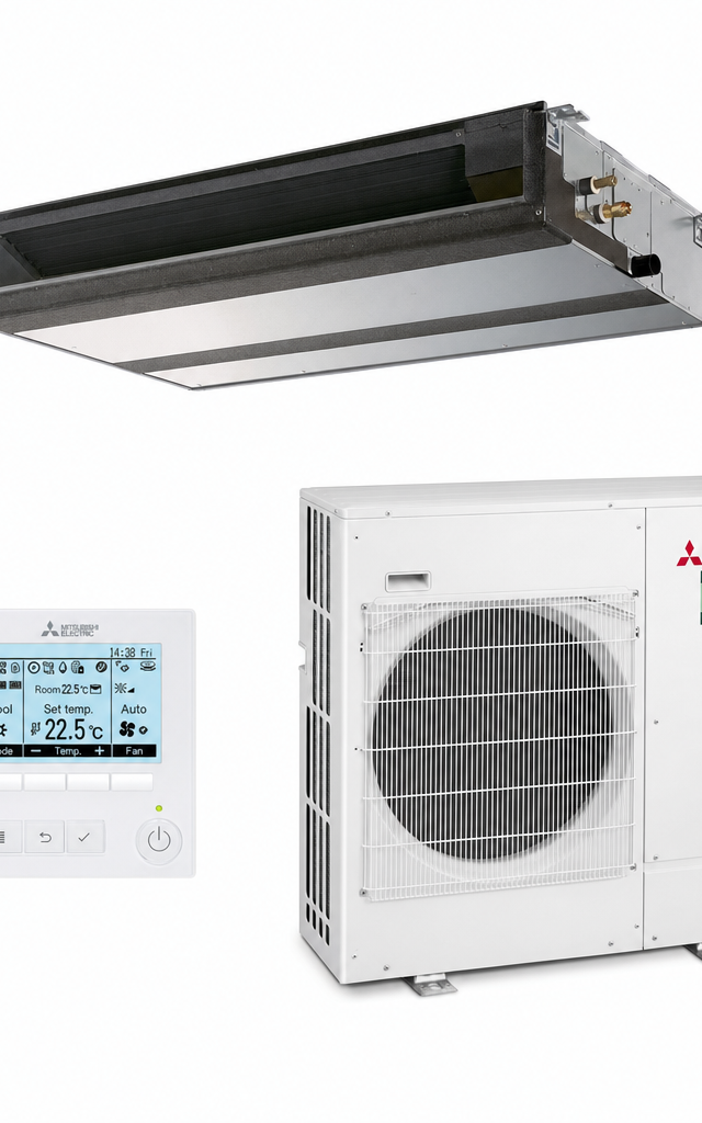 Mitsubishi Electric 7 kW ducted air conditioner indoor and outdoor units