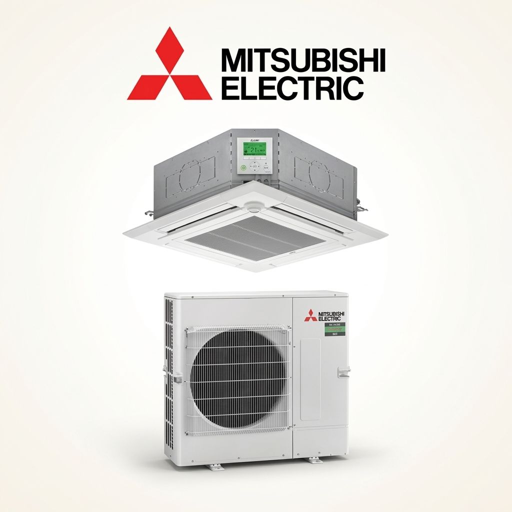 Mitsubishi Electric 10 kW cassette air conditioner indoor and outdoor units