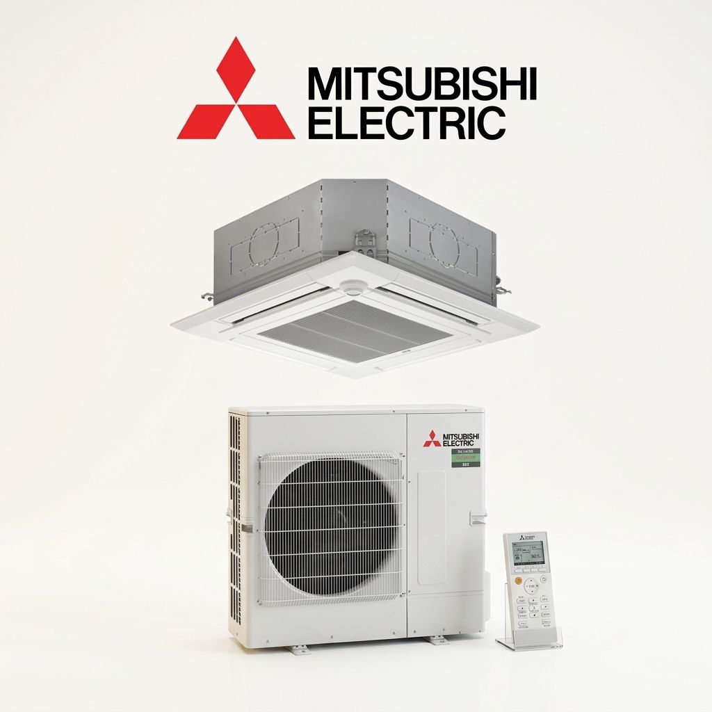 Mitsubishi Electric 12.5 kW cassette air conditioner indoor and outdoor units