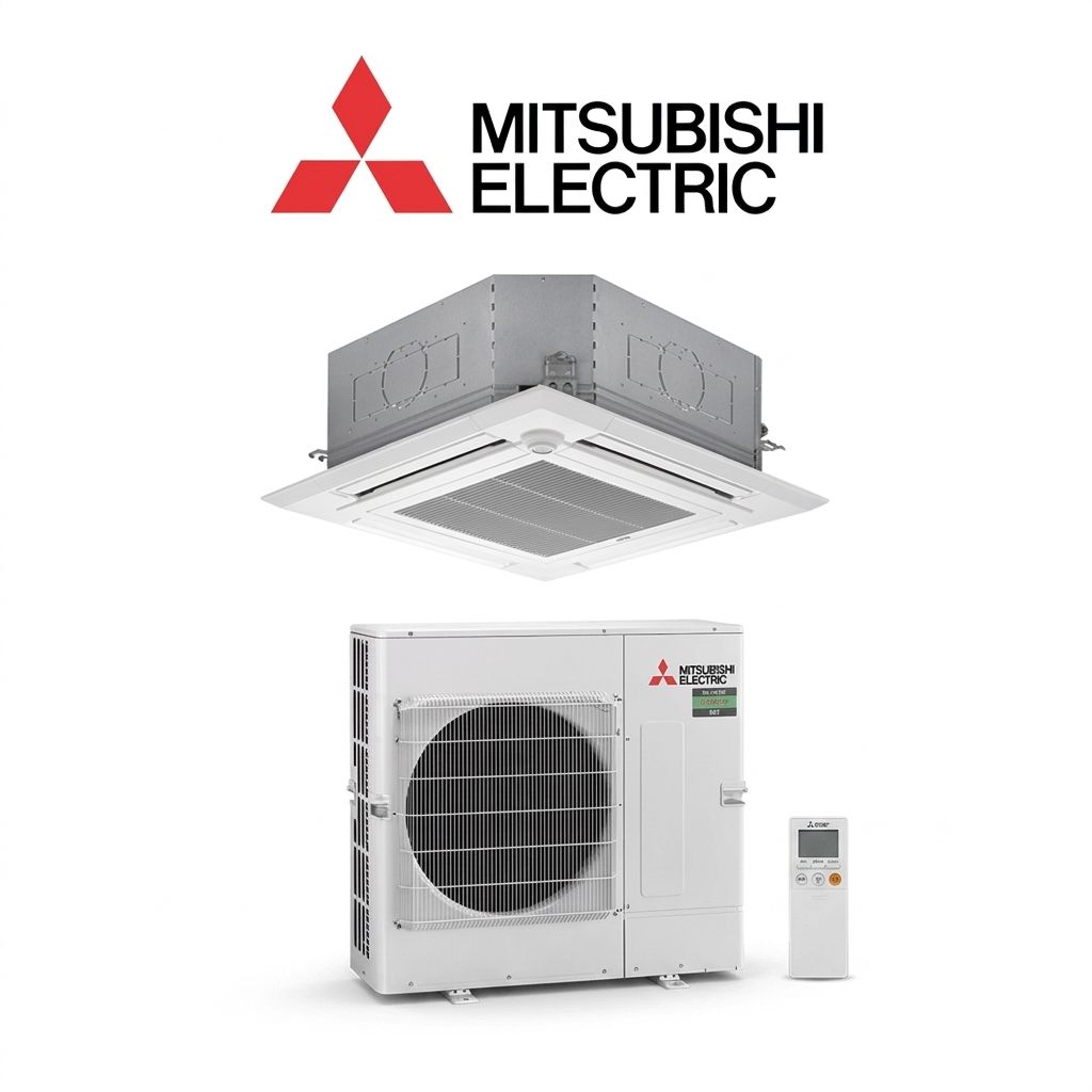 Mitsubishi Electric 7.1 kW cassette air conditioner indoor and outdoor units