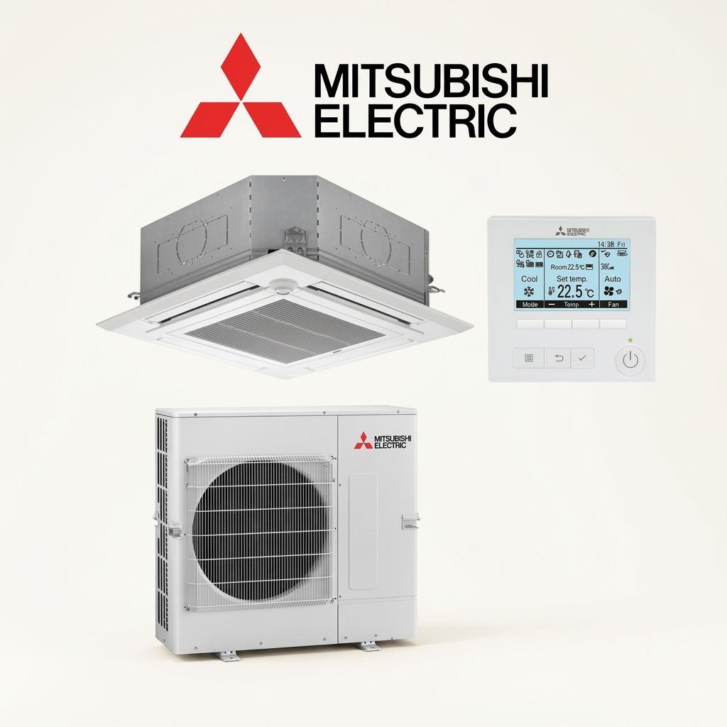 Mitsubishi Electric 7.1 kW cassette air conditioner indoor and outdoor units