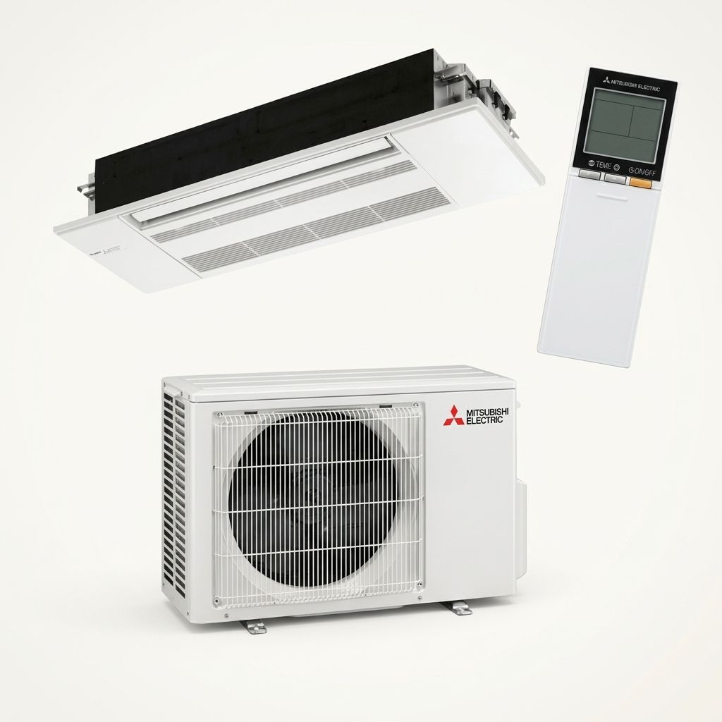 Mitsubishi Electric 2.5 kW cassette air conditioner indoor and outdoor units