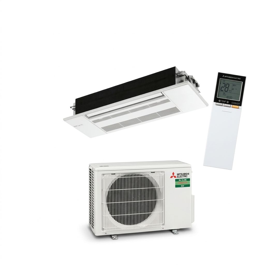 Mitsubishi Electric 3.5 kW cassette air conditioner indoor and outdoor units