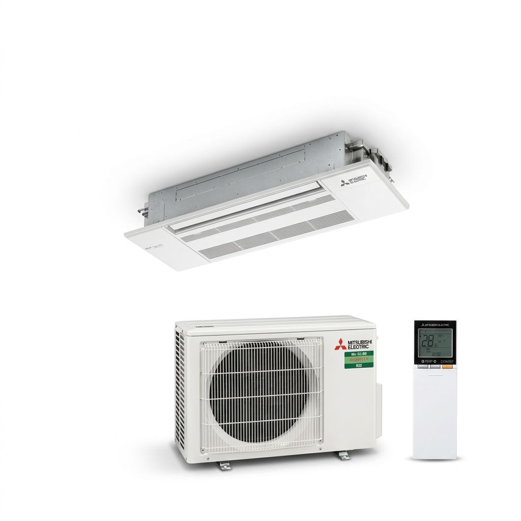Mitsubishi Electric 4.8 kW cassette air conditioner indoor and outdoor units