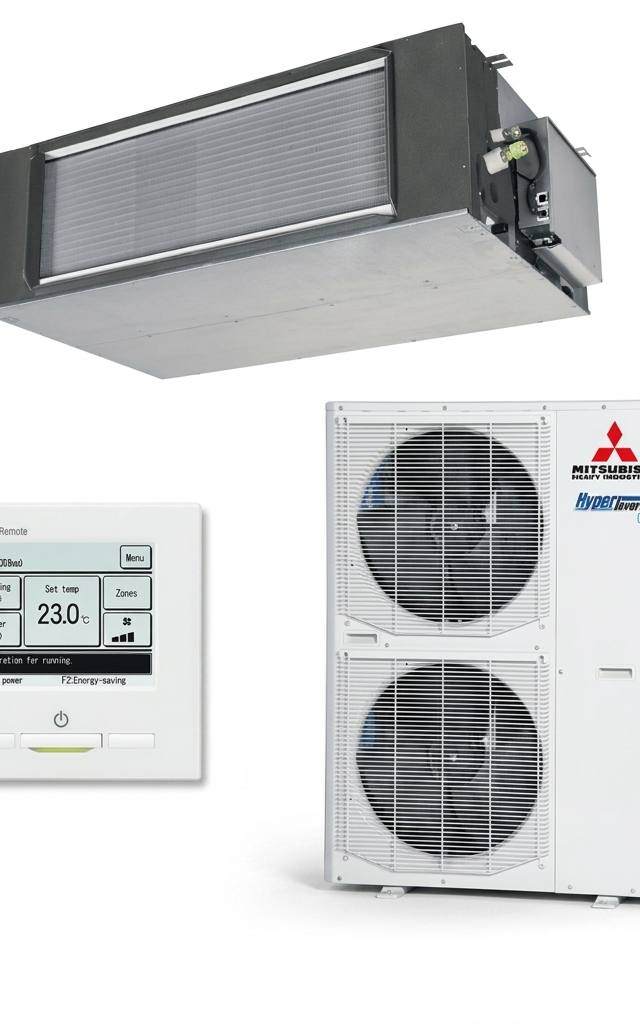 Mitsubishi Heavy Industries 10 kW three-phase ducted air conditioner indoor and outdoor units